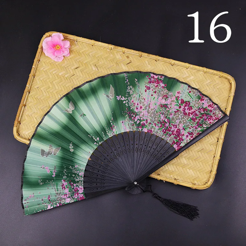 Bridal Chinese Bamboo 50pBamboo Silk Hand Held Fan Solid Fan with Gift Box