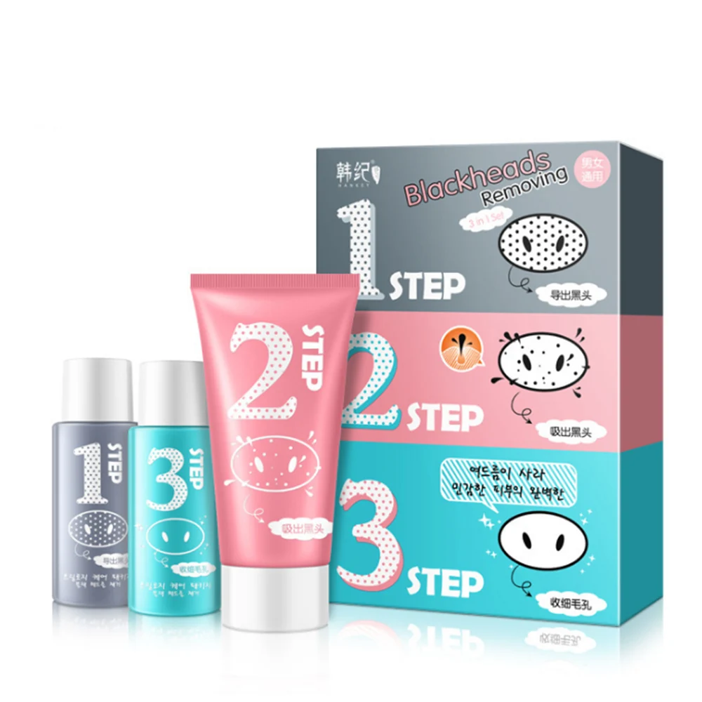 

3 Steps Blackhead Remover Nose Blackhead Remover Deep Cleansing Nose Mask Pore Strip Black Head Peeling Mask Skin Care