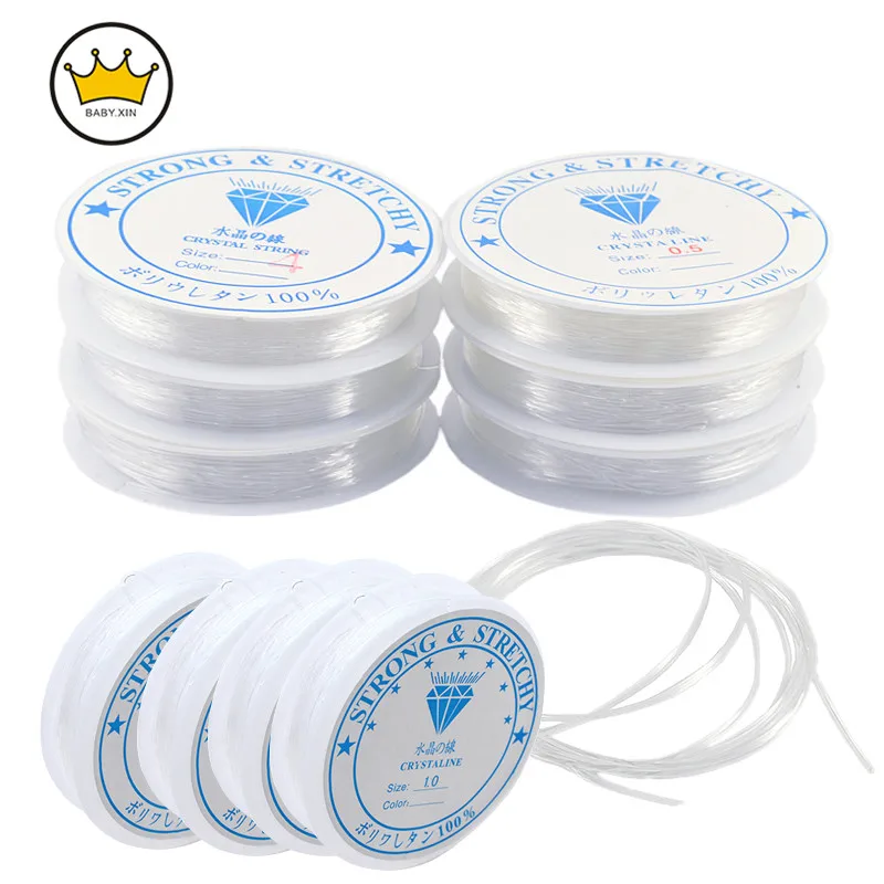 

10Rolls/lot DIY 0.5mm 0.6mm 0.7mm 0.8mm 1mm Clear Elastic Crystal Thread for Bracelets Jewelry Making supplies