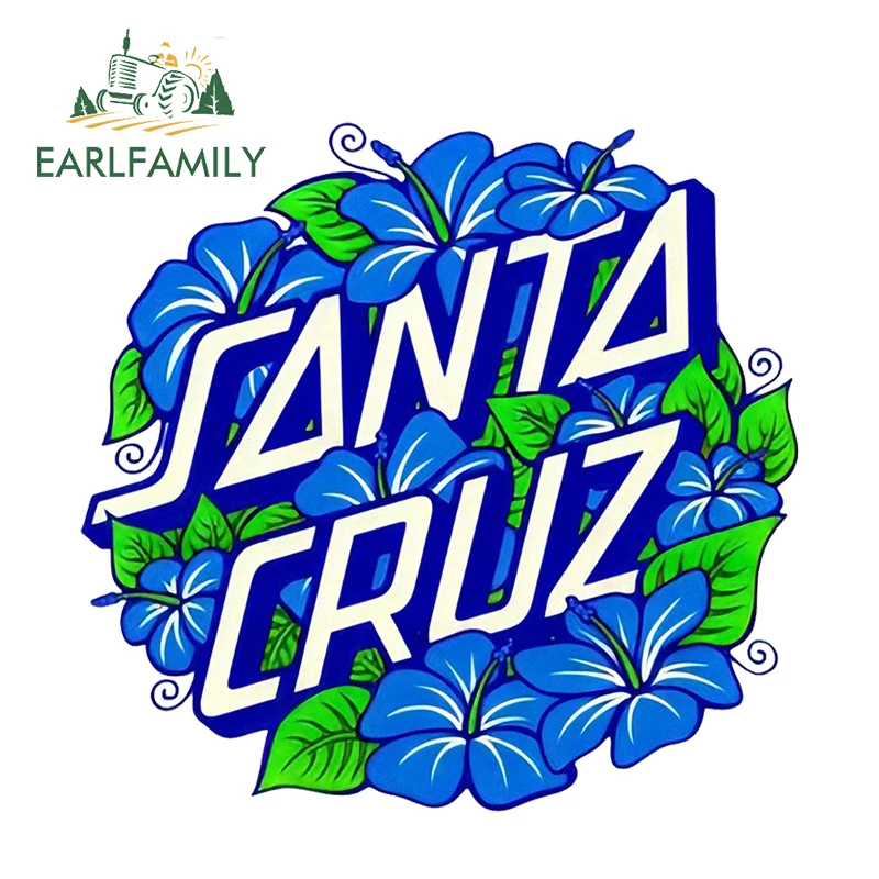 

EARLFAMILY 13cm x12.5cm Santa Cruz Hibiscus Dot Vinyl Car Sticker Surfing Skating Board Waterproof Decal Car Side Stickers