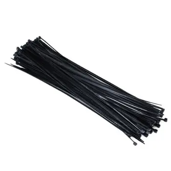 

100Pcs 7.7 Inch Plastic Cable/Wire Zip Ties with Self-Locking Teeth - Black
