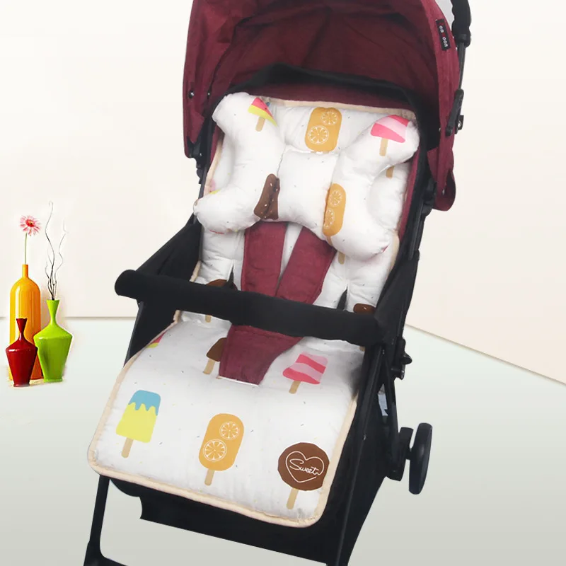 Подушка для детской коляски с подушкой, хлопковый коврик для коляски, коврик для сиденья, аксессуары, подушка для детской коляски, мягкое теплое сиденье для коляски - Цвет: white with pillow