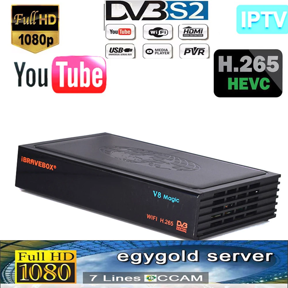

2020 New V8 Magic DVB S2 H.265 HD Satellite Receiver Support PowerVu Biss Youtube Xtream c-cam Newcam Built-in 2.4G WIFI S2