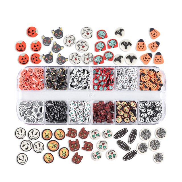 Halloween Design Nail Art Sequins Ghost Pumpkin Polymer Clay Slices 3D Flakes Nail Charms Decoration Manicure Supplies