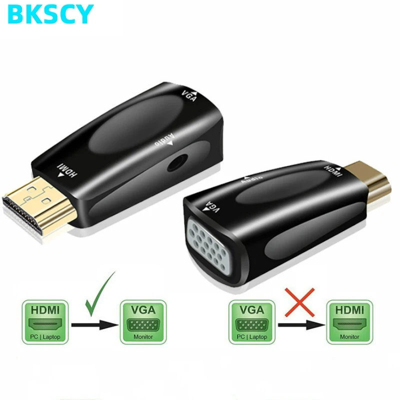 Адаптер BKSCY HDMI в VGA адаптер с аудиокабелем Папа-мама для ПК ноутбуков планшетов