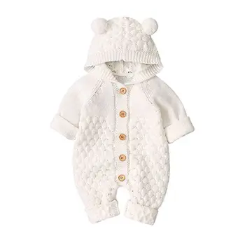 

Baby Knitted Hoodie Rompers Clothes Infant Boys Girls Long Sleeve Autumn Sweater U90B