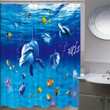 

Europe Sea Shower Curtain Dolphin Waterproof Bath Curtains for Bathroom Bathtub Large Wide Bathing Cover