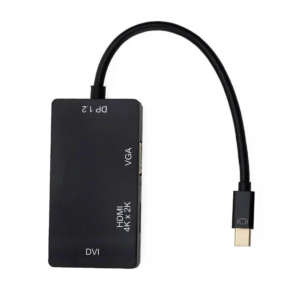 Черный Мини-дисплей порт HDMI VGA DVI адаптер 4K 3 в 1 адаптер видео дисплей конвертер - Цвет: Черный