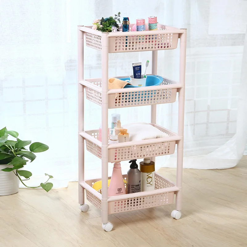 

And Beautiful Silk Plastic Four Layer Pulley Type Storage Rack Kitchen Storage Rack Living Room Bedroom Bathroom Storage Shelf W