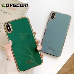 LOVECOM чехол для телефона iPhone 11 Pro Max XR XS Max 6 6S 7 8 Plus X сплошной цвет мягкий ТПУ полный корпус Гальванизированный задняя крышка Coque