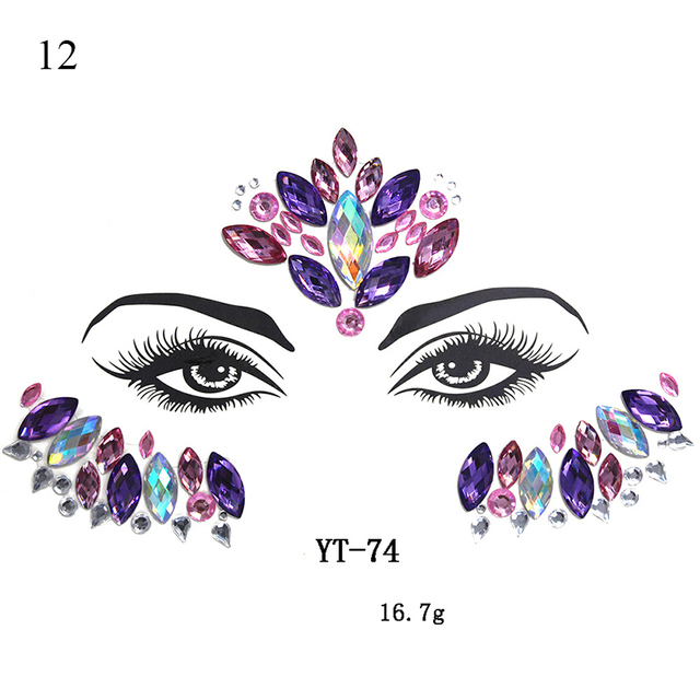 Crystal Tattoo Sticker Drill Stickers Eyes Sticker Party Face Stickers Face Decoration Diamond Masquerade Temporary Tattoo