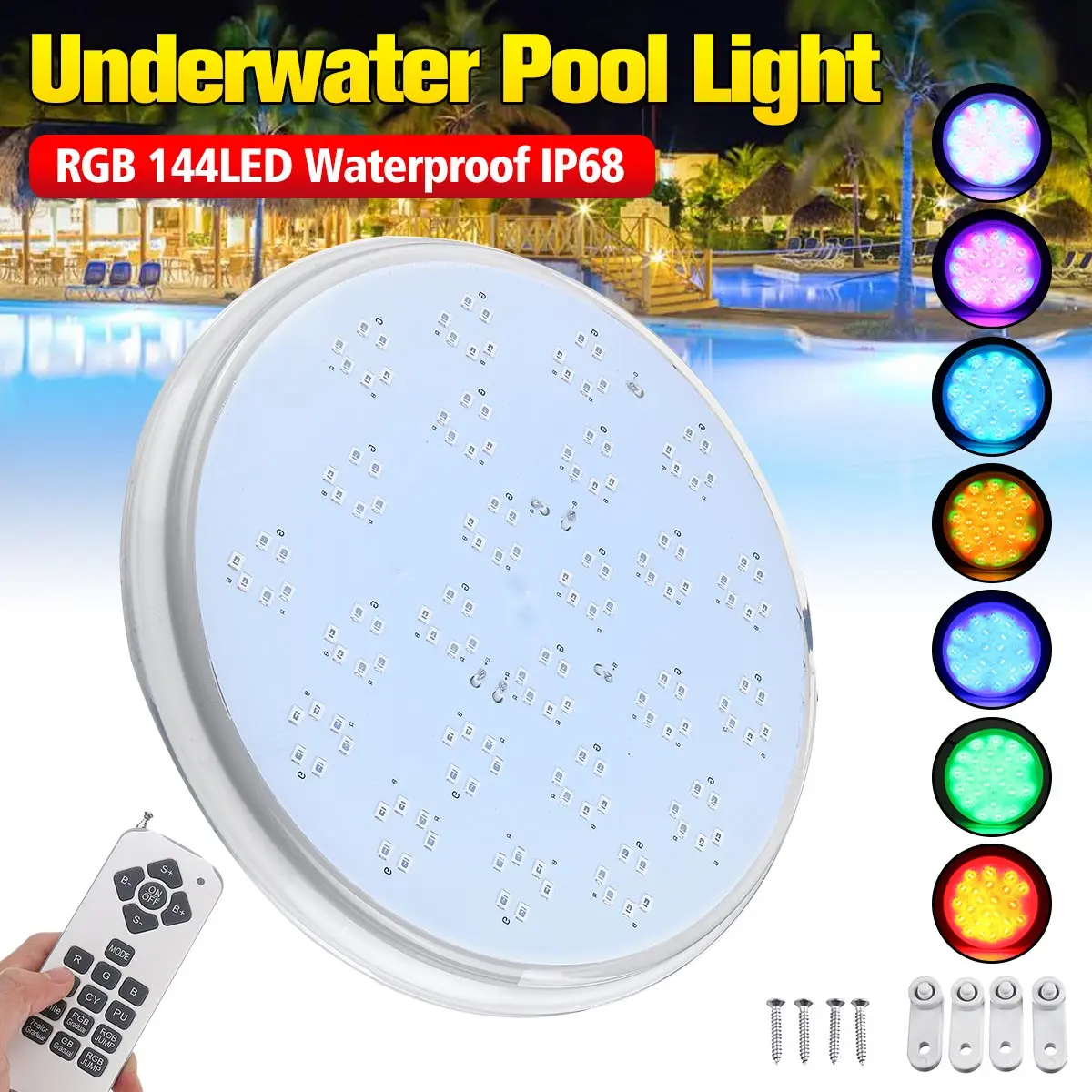 

RGB 7 Color Swimming Pool LED Light 144/252/380/423LED Underwater Lamp with Remote Control fit for Swimming pool Fountain Ponds