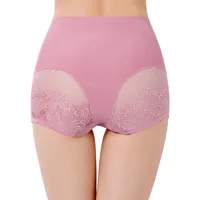 4XL Plus Size Ice Silk Sexy Lace Panties for Plump Women High Waist Female Underwear Large Size Shapewear Abdomen Hips Breifs