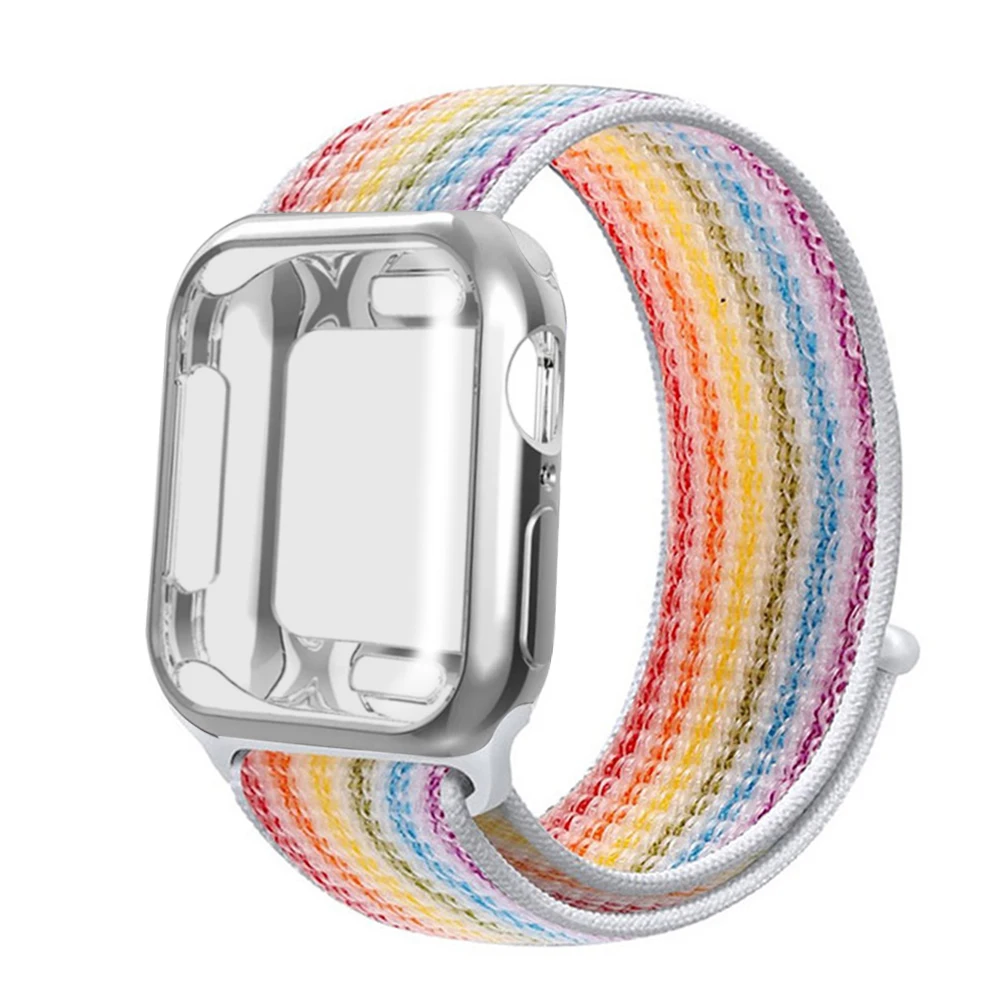 Для случая с нейлоновым ремешком Apple смотреть 5/4/3/2/1 42 мм 38 мм Pulseira Band для iwatch 40 мм 44 мм спортивный браслет - Цвет ремешка: Rainbow