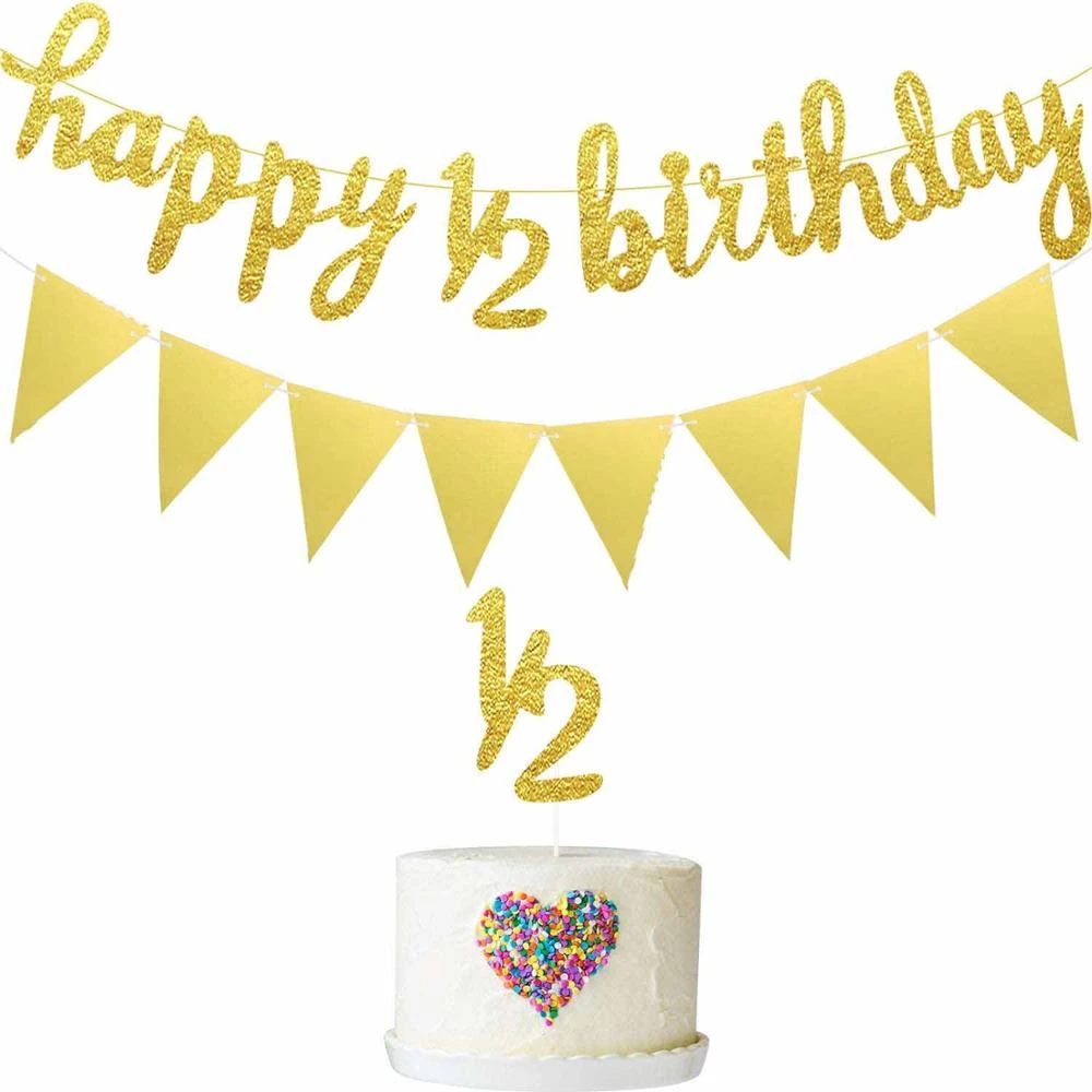6ヶ月の誕生日おめでとうバナーハッピー1 2誕生日バナー半年の旗バナーベビーシャワーの誕生日パーティーの装飾 Party Diy Decorations Aliexpress