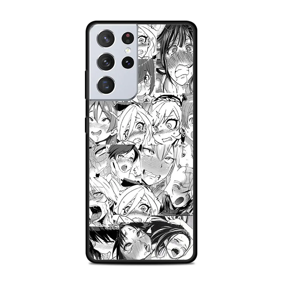 Ahegao Manga Cô Gái Dành Cho Samsung Galaxy Samsung Galaxy S21 S20 FE Cực Lite S10 S9 S8 S7 S6 Edge Plus Viền Silicone Mềm Mại đen Ốp Lưng Điện Thoại samsung silicone