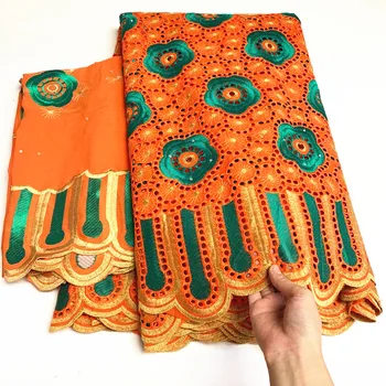 

Latest desgin swiss lace fabric high quality swiss voile lace with chiffon blouse cotton nigerian lace 5+2yards