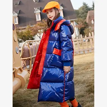 

Baby girl clothes brand coat children glossy thicker warm Over the knee down jackets Modis Kids winter outerwear for girls Y2471