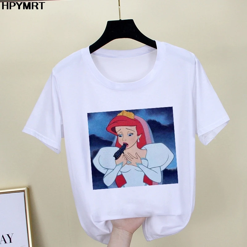 2020 New summer spoof Mona Lisa Print T Shirts Women aesthetics funny Tshirts Casual Short Sleeves Tops t-shirt Female Clothing