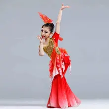Национальный костюм для детей, традиционные китайские танцевальные костюмы, монгольский костюм, тибетское платье, народный сценический костюм, TA2240