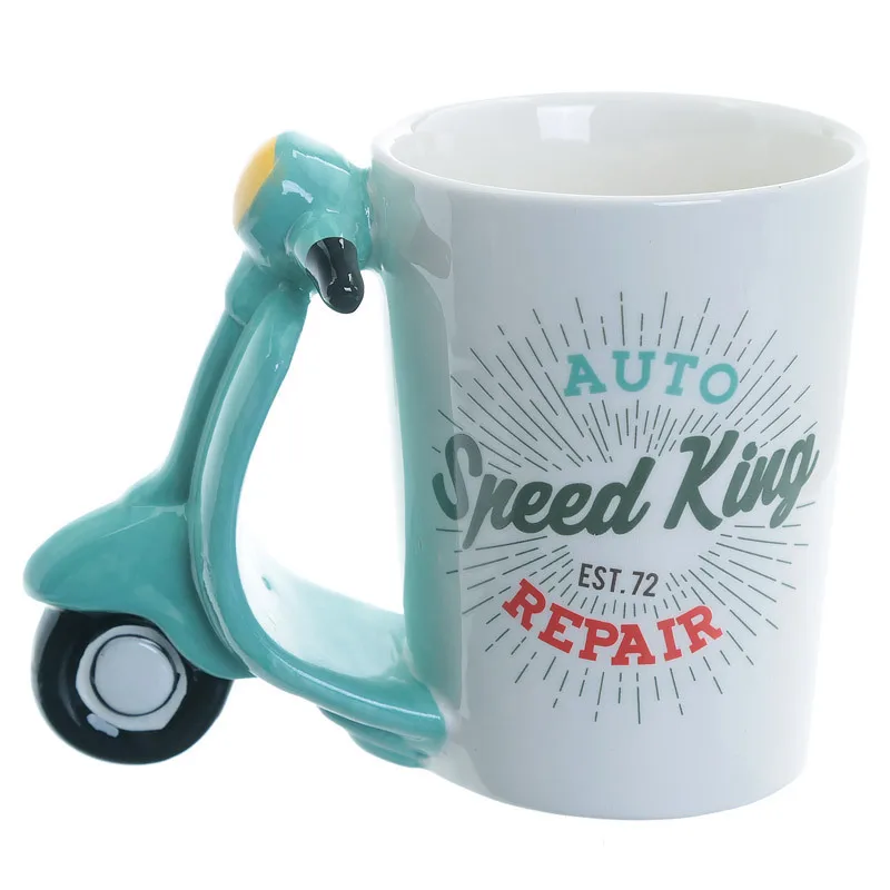 

3D Motorcycle Hand Painted Ceramic Mug Creative Motorcycle Coffee Cup Multifunctional Breakfast Milk Children Birthday Gift Cup
