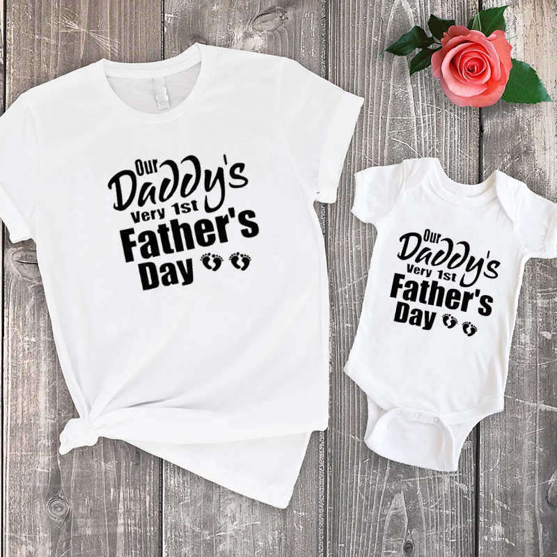 

Daddy's 1st Father's Day Family Matching Clothes 2020 Summer First Father's Day Tshirt Family Clothing Print Casual Top new
