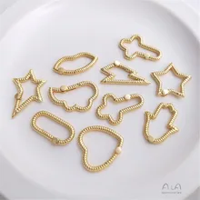 

18K gold plated geometric star heart lightning bolt spring-buckle DIY chain Chain link pendant