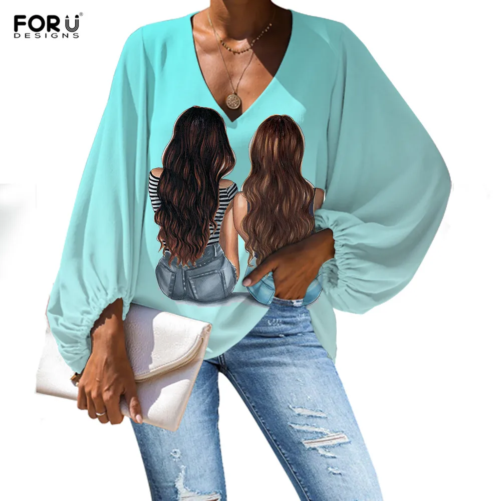 FORUDESIGNS/модная шифоновая блузка для женщин Sister Friendship повседневная весенне летняя