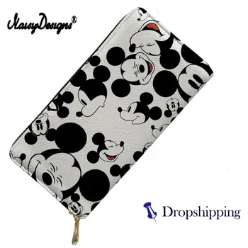 

NOISYDESIGNS Luxury Women Wallets Cute Cartoon Mouse Printing Purse Ladies PU Leather Phone Holders Females Clutch Money Bag