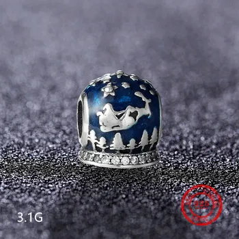 

100% authentic 925 sterling silver blue charm beads suitable for bracelet pendant DIY jewelry making accessories wholesale