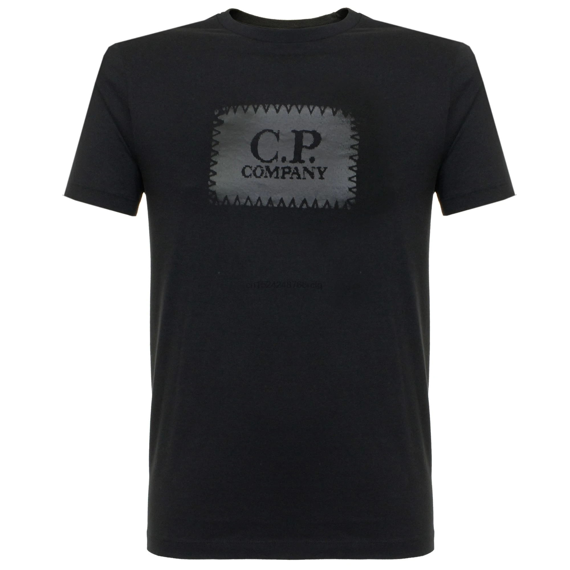 Men Casual Cotton T Shirts C.P Logo Fashion Round Neck Tops Black Size S-3XL
