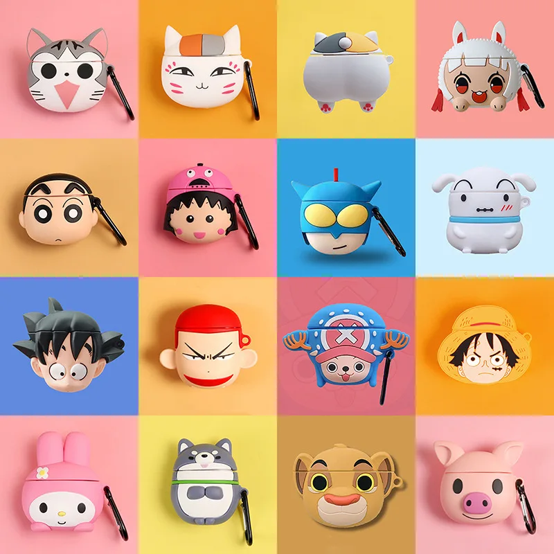 

3D Cartoon Anime Case for AirPods 2 Cute Cover Silicone Bluetooth Earphone Protective Case for Apple Airpods with Keychain