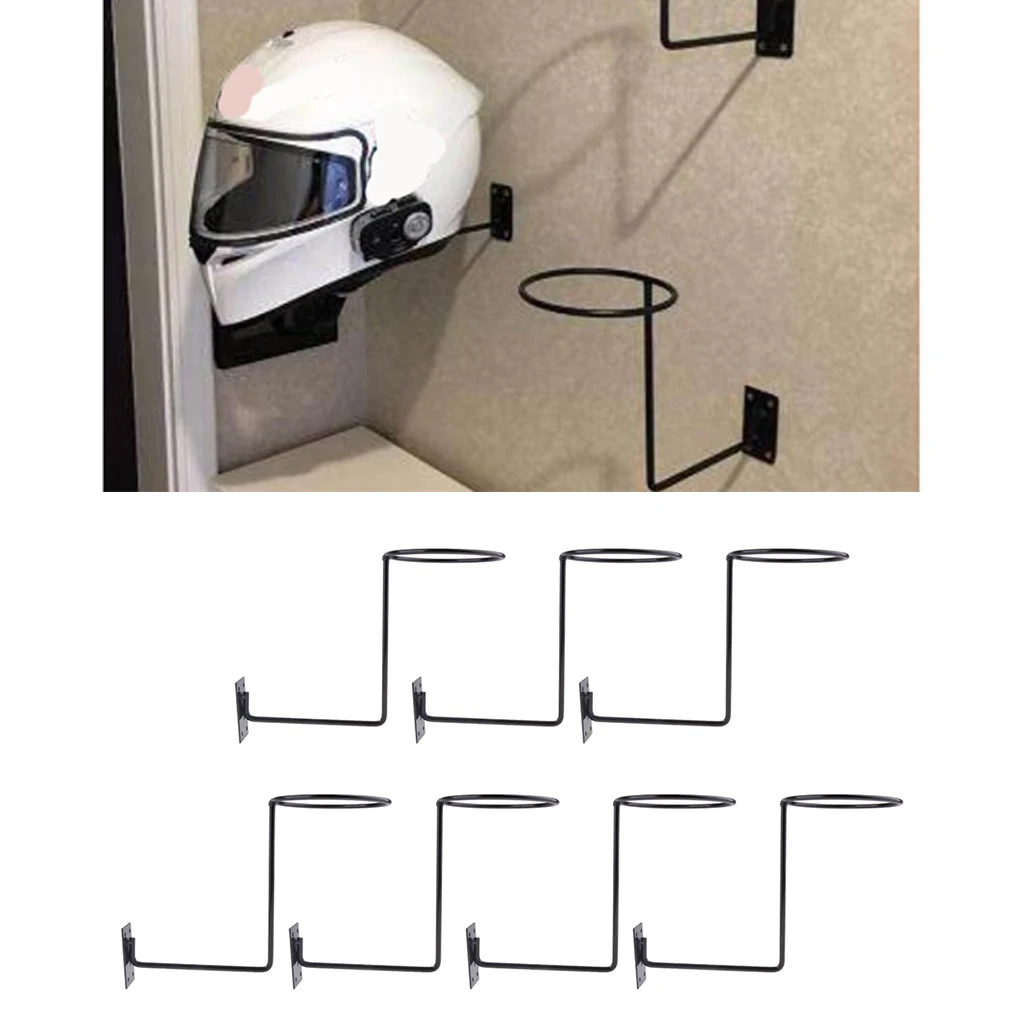 7Pcs Wall Mounted Motorcycle Steel Helmet Holder for Hockey Hat Space Saving