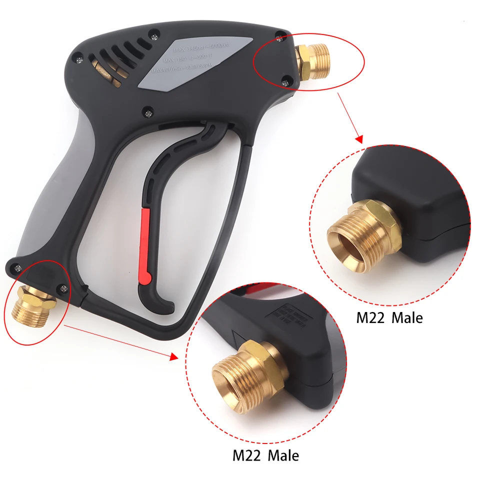 Pistolet Haute Pression Avec 5 Buses Colorées, Buse Rapide 4350 PSI 1/4, Accessoires Pour Nettoyeur Haute Pression M22-14 Karcher, Adaptateur de Lavage de Voiture, Nettoyage Domestique