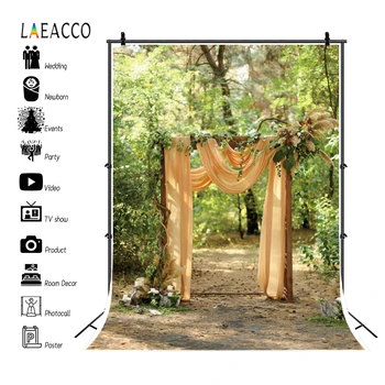 

Laeacco Wedding Backdrops Curtain Foliage Floral Photography Backgrounds Marriage Portrait Photophone Photozone for Photo Studio