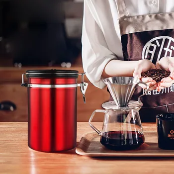 

Behogar 1900ml/64.25OZ Stainless Steel Coffee Powder Beans Storage Can Storage Tin Container with Date Tracker for Home Use