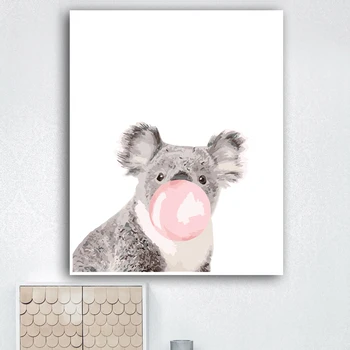 

YIJIE DIY Painting By Numbers Pink bubble animal cartoon Drawing On Canvas HandPainted Painting Art Gift DIY Home Decoration
