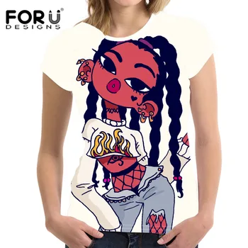 

Tee Shirt Femme Large Size African Girls 3D Printed T-Shirts Casual Tee Tops O Neck Short Sleeve Female T Shirt Women Clothing