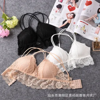 

Back Buckle, Cross Back, Breast-wrapping, Breast-wiping, Lace, Deep V-sexy, Non-steel Ring, Breast Cushion And Bottom Underwear