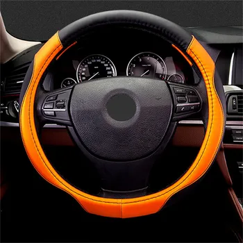 

Car Steering Wheel 38 Cm Leather Hand-stitched PU Leather Car Steering Wheel Cover Fit For Most Car Interior Accessories Styling