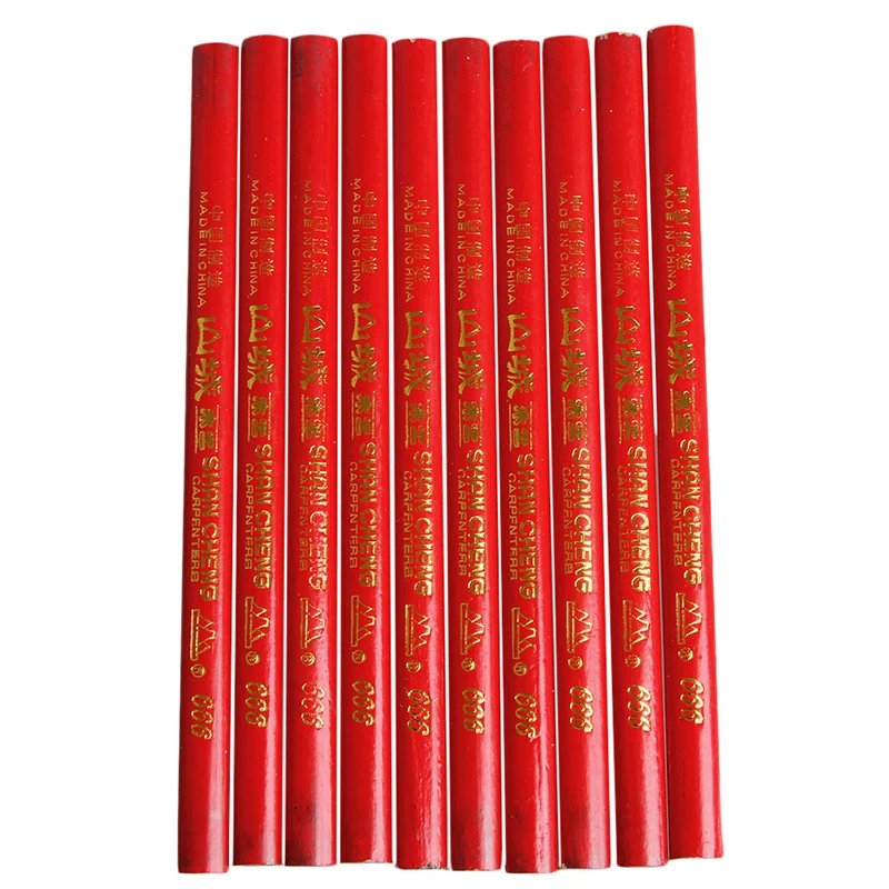 10x175 мм Плотницкие карандаши, черный грифель для рукоделия, строителей, столяров, деревообработки, W15