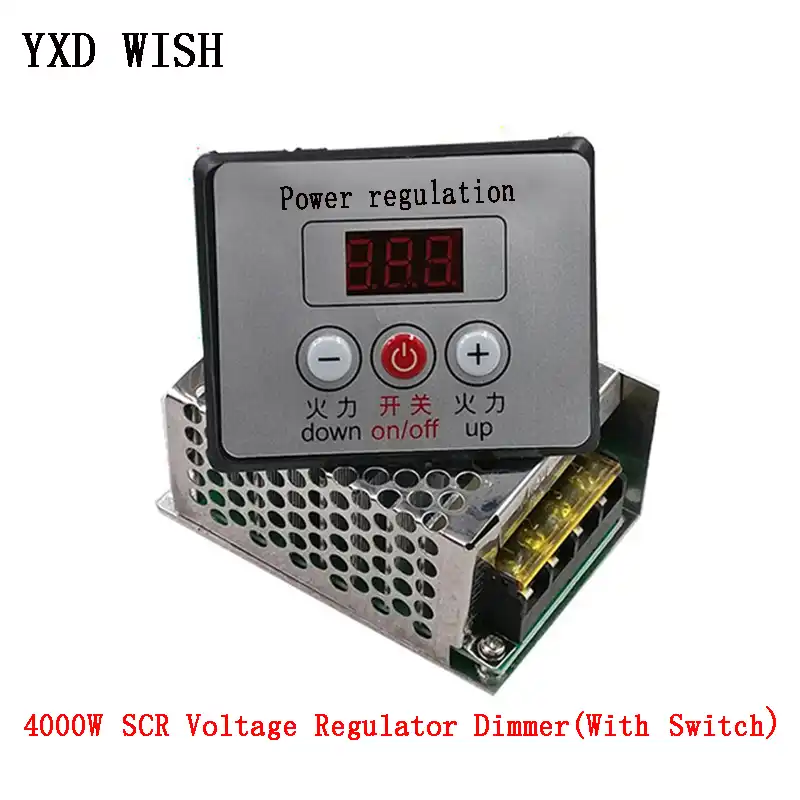 Regulador de Voltaje AC 220V 4000W SCR Regulador de Voltaje Digital Control de Velocidad Termostato del atenuador