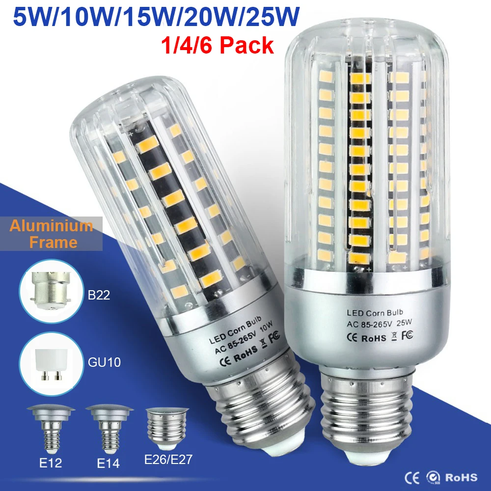 

E27 E14 LED Bulb 5W 10W 15W 20W 25W Aluminum Radiator Corn Light 85-265V SMD5736 E12 B22 GU10 Bulb Lamp lampara Home Lighting