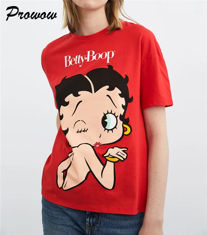 Милая футболка Betty Boop, женская футболка с круглым вырезом и коротким рукавом, летняя женская хлопковая Футболка с принтом в виде букв, повседневная женская футболка
