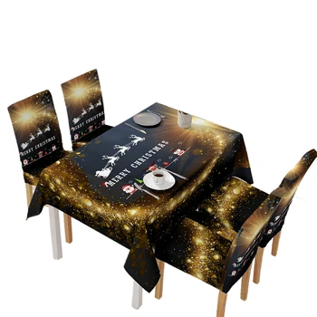 

Christmas Tablecloth Or Chair Cover, Shiny Table Cloth with Letter Print for Kitchen Dining, Furniture Decoration Fabric