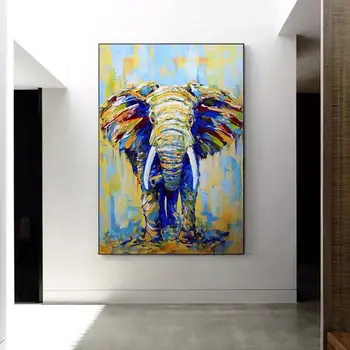 

Hand Painted Abstract Colorful Elephant Animal Oil Painting On Canvas Home Decoration Elephant Painting Hotel Decoration
