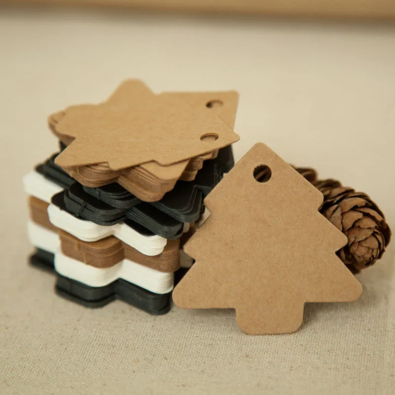 100 шт./лот подвесные бирки в форме рождественской елки на свадьбу День Святого