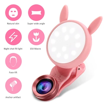 

Live Beauty Lens Fill Light LEDs Mini Selfie Lamp Adjustable Lighting with Elastic Clip USB Charge Photography Photo Lights