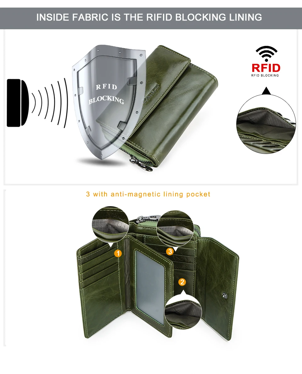 Контактный Женский кошелек из натуральной кожи, Rfid Кошелек для монет, маленький держатель для карт, Dames Portomonee Femal Trifold, кошелек для девочек, сумка для денег