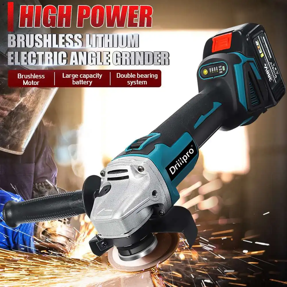 Drillpro 125MM Brushless Electric Angle Grinder 4 Speed Cutting Machine Power Tool +Lithium-Ion Battery For Makita 18V Battery best pressure washer for home use